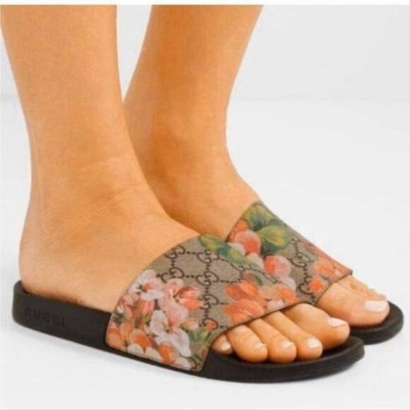 GUCCI GG logo floral bloom rubber pool slides - Picture 5 of 6